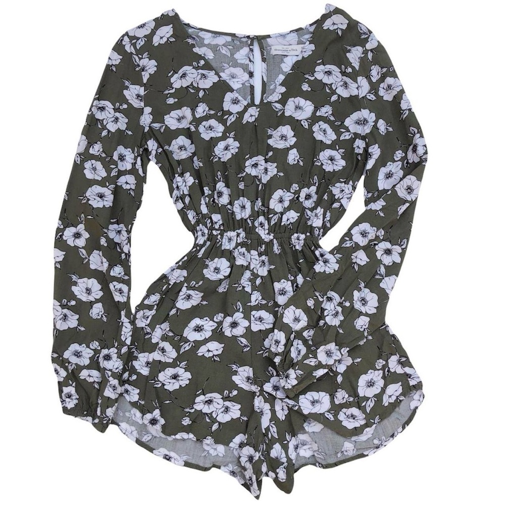Abercrombie & Fitch Olive and White Flowers Romper